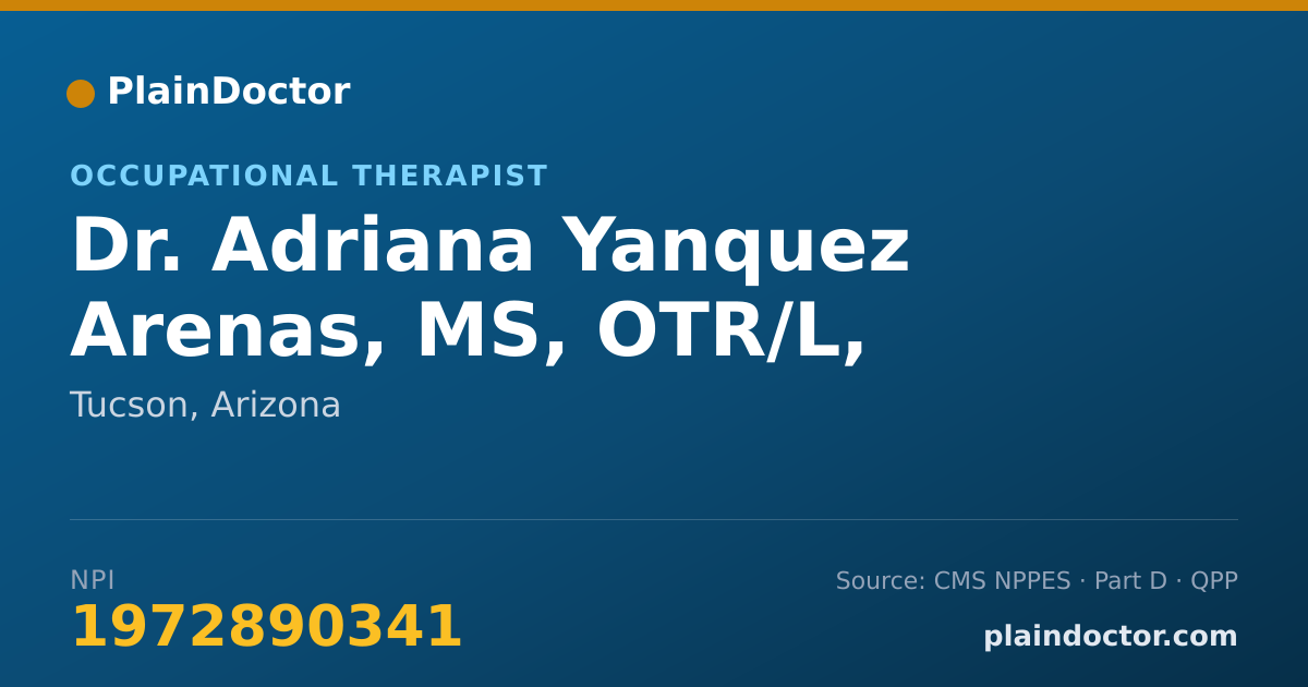 Shareable card for Adriana Yanquez Arenas, MS, OTR/L, CHT, CLT - Occupational Therapist, Tucson, AZ