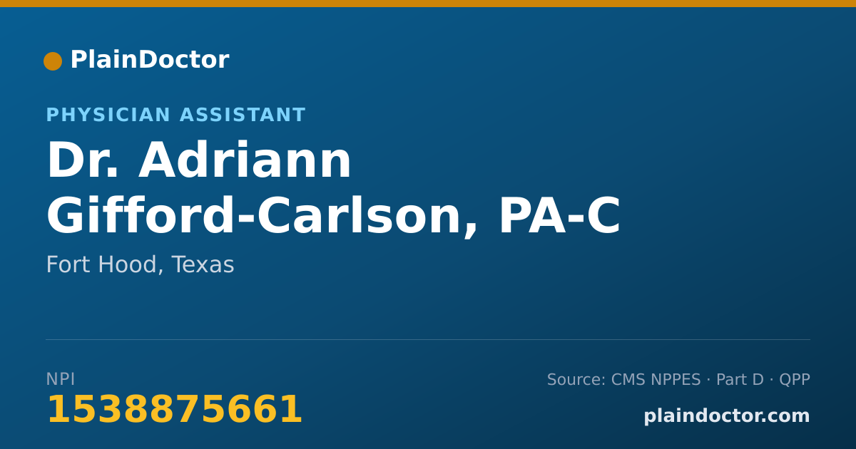 Shareable card for Adriann Gifford-Carlson, PA-C - Physician Assistant, Fort Hood, TX