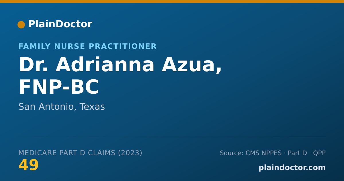 Shareable card for Adrianna Azua, FNP-BC - Family Nurse Practitioner, San Antonio, TX