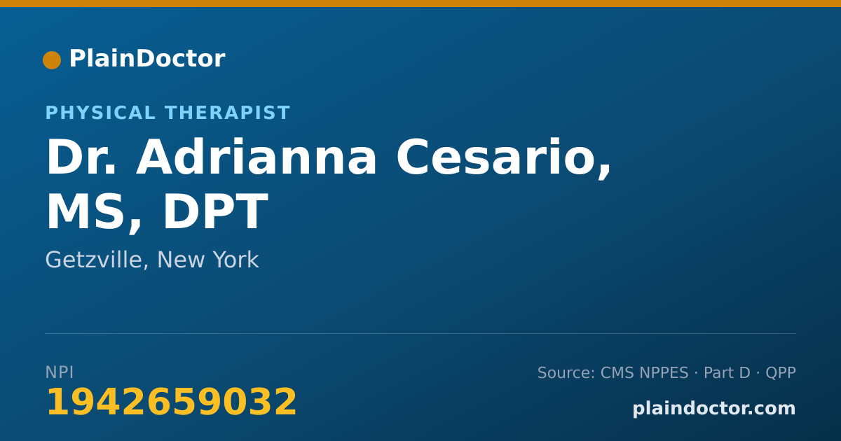 Shareable card for Adrianna Cesario, MS, DPT - Physical Therapist, Getzville, NY