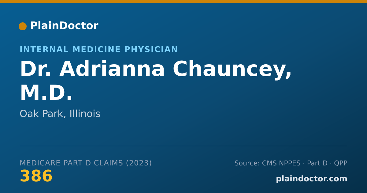 Shareable card for Adrianna Chauncey, M.D. - Internal Medicine Physician, Oak Park, IL