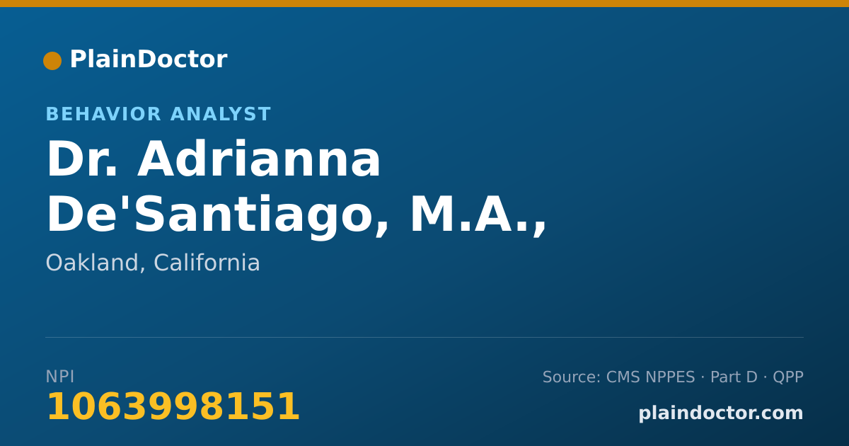 Shareable card for Adrianna De'Santiago, M.A., LMFT - Behavior Analyst, Oakland, CA