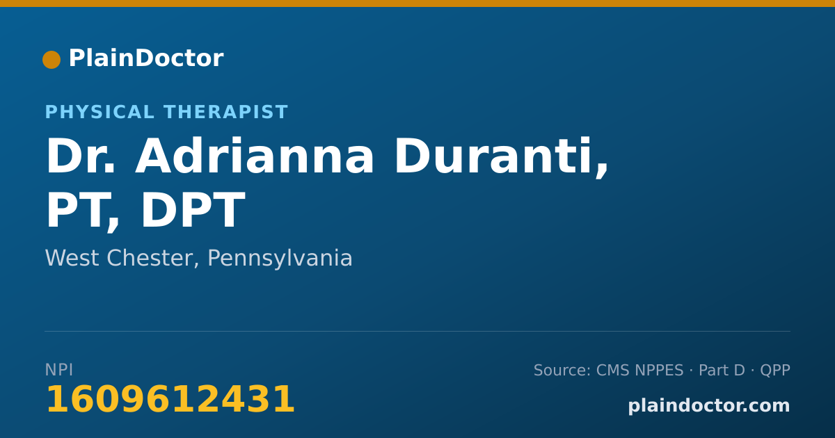 Shareable card for Adrianna Duranti, PT, DPT - Physical Therapist, West Chester, PA