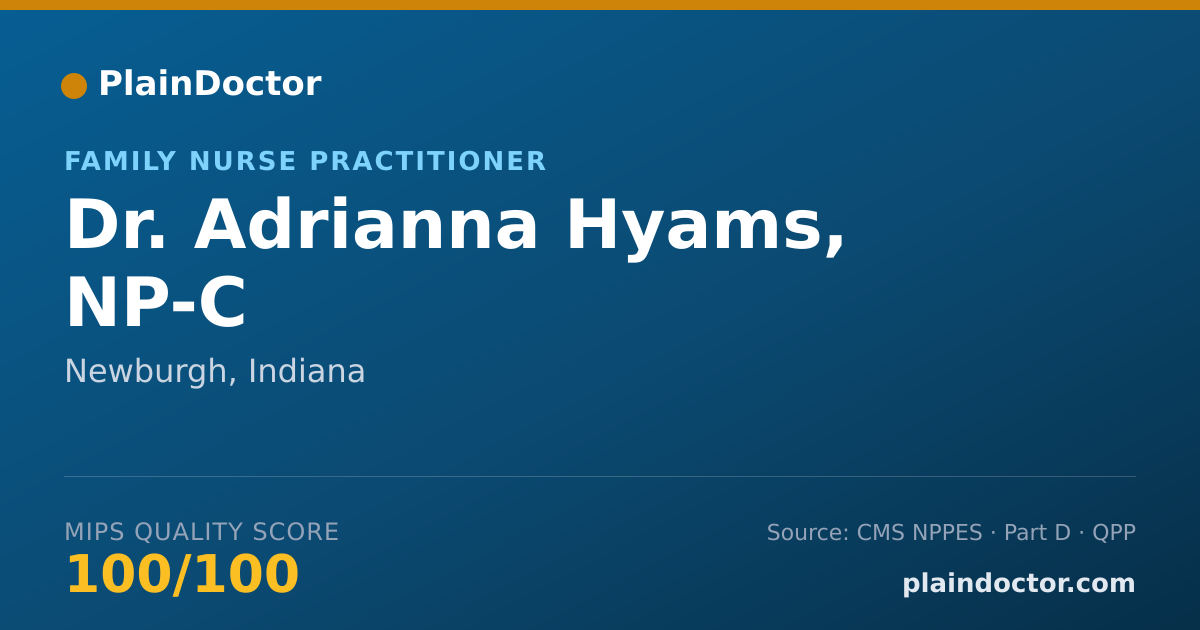 Shareable card for Adrianna Hyams, NP-C - Family Nurse Practitioner, Newburgh, IN