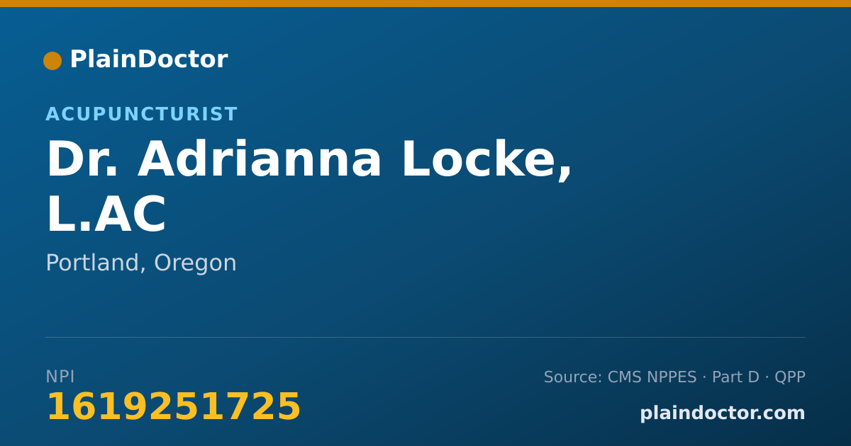 Shareable card for Adrianna Locke, L.AC - Acupuncturist, Portland, OR