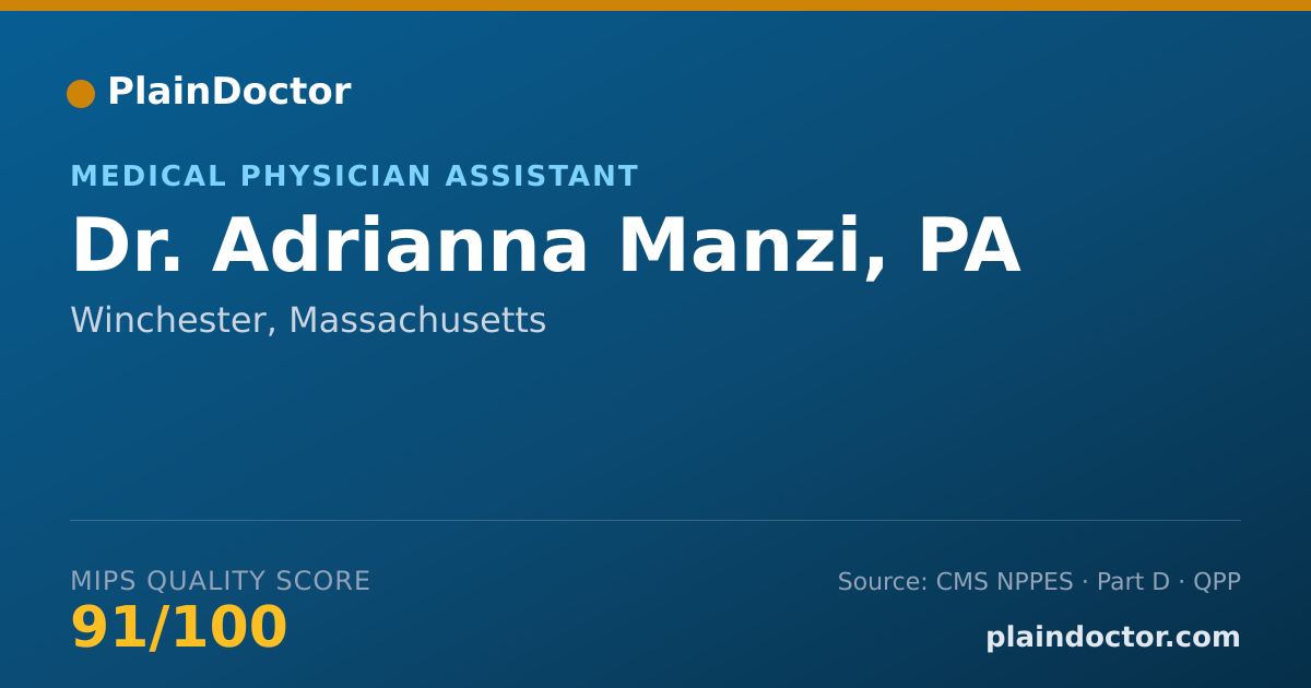 Shareable card for Adrianna Manzi, PA - Medical Physician Assistant, Winchester, MA