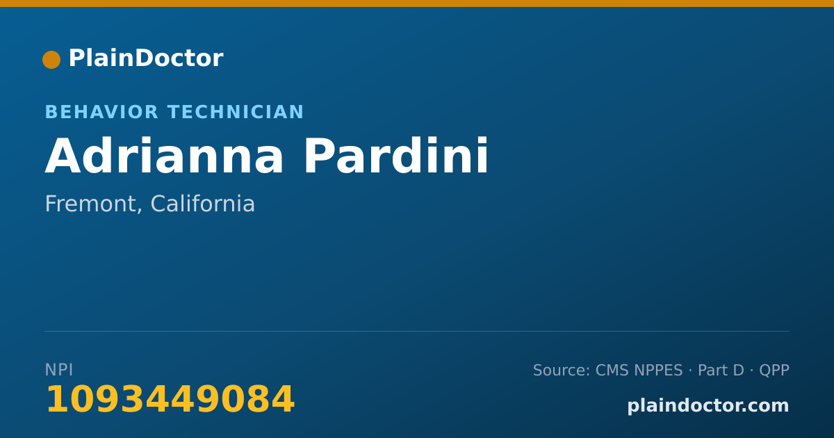Shareable card for Adrianna Pardini - Behavior Technician, Fremont, CA