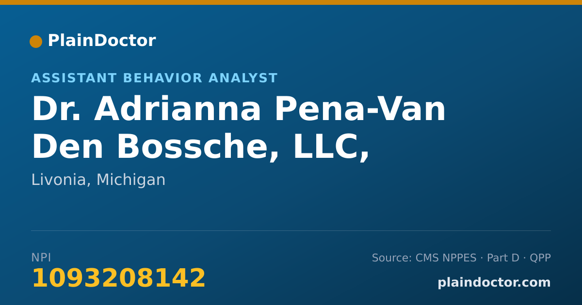 Shareable card for Adrianna Pena-Van Den Bossche, LLC, BCABA - Assistant Behavior Analyst, Livonia, MI