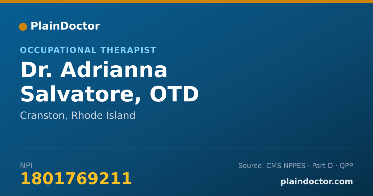 Shareable card for Adrianna Salvatore, OTD - Occupational Therapist, Cranston, RI