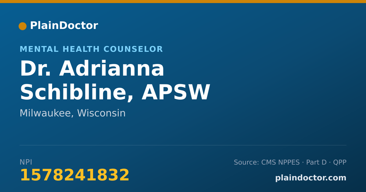 Shareable card for Adrianna Schibline, APSW - Mental Health Counselor, Milwaukee, WI