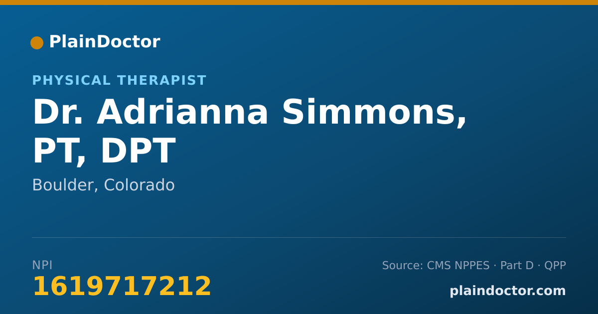 Shareable card for Adrianna Simmons, PT, DPT - Physical Therapist, Boulder, CO