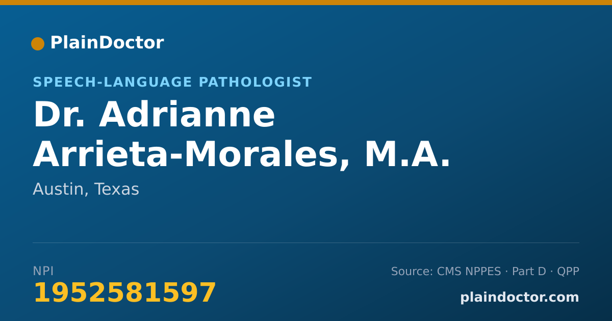 Shareable card for Adrianne Arrieta-Morales, M.A. CCC-SLP - Speech-Language Pathologist, Austin, TX