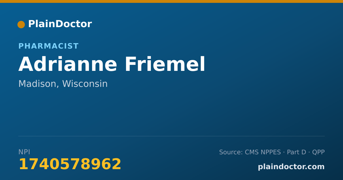 Shareable card for Adrianne Friemel - Pharmacist, Madison, WI