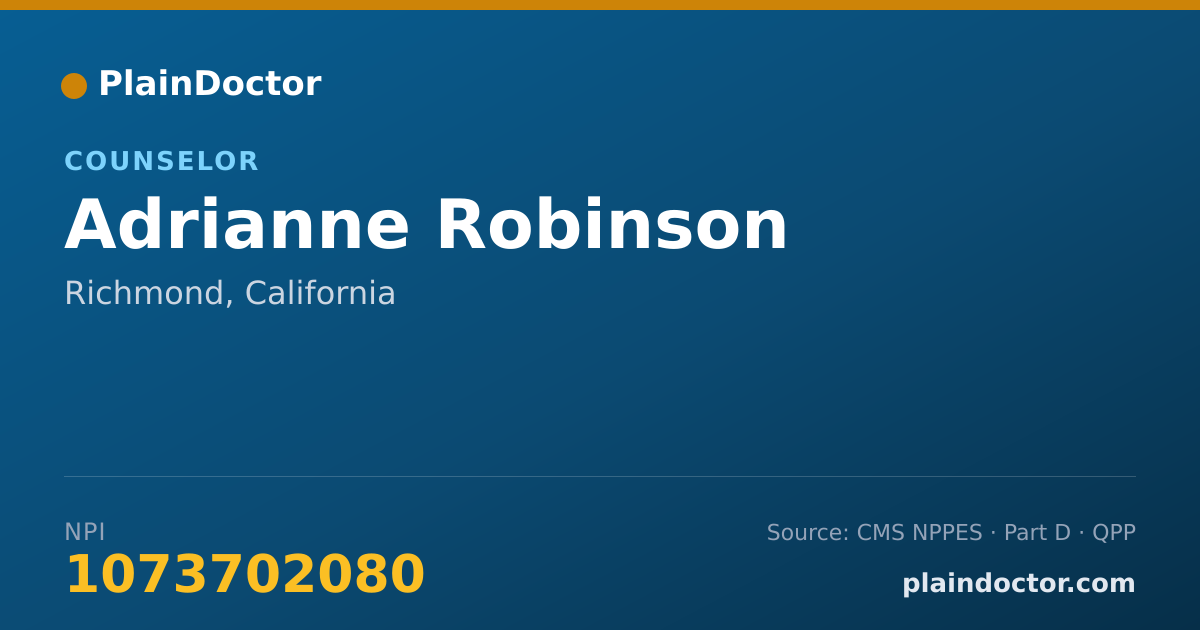 Shareable card for Adrianne Robinson - Counselor, Richmond, CA