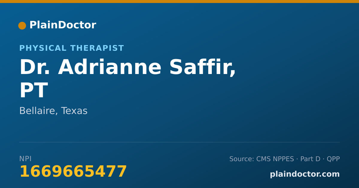 Shareable card for Adrianne Saffir, PT - Physical Therapist, Bellaire, TX