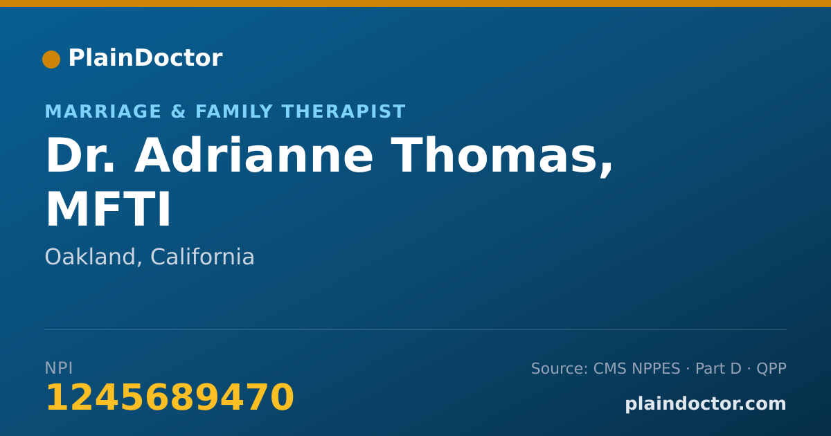 Shareable card for Adrianne Thomas, MFTI - Marriage & Family Therapist, Oakland, CA