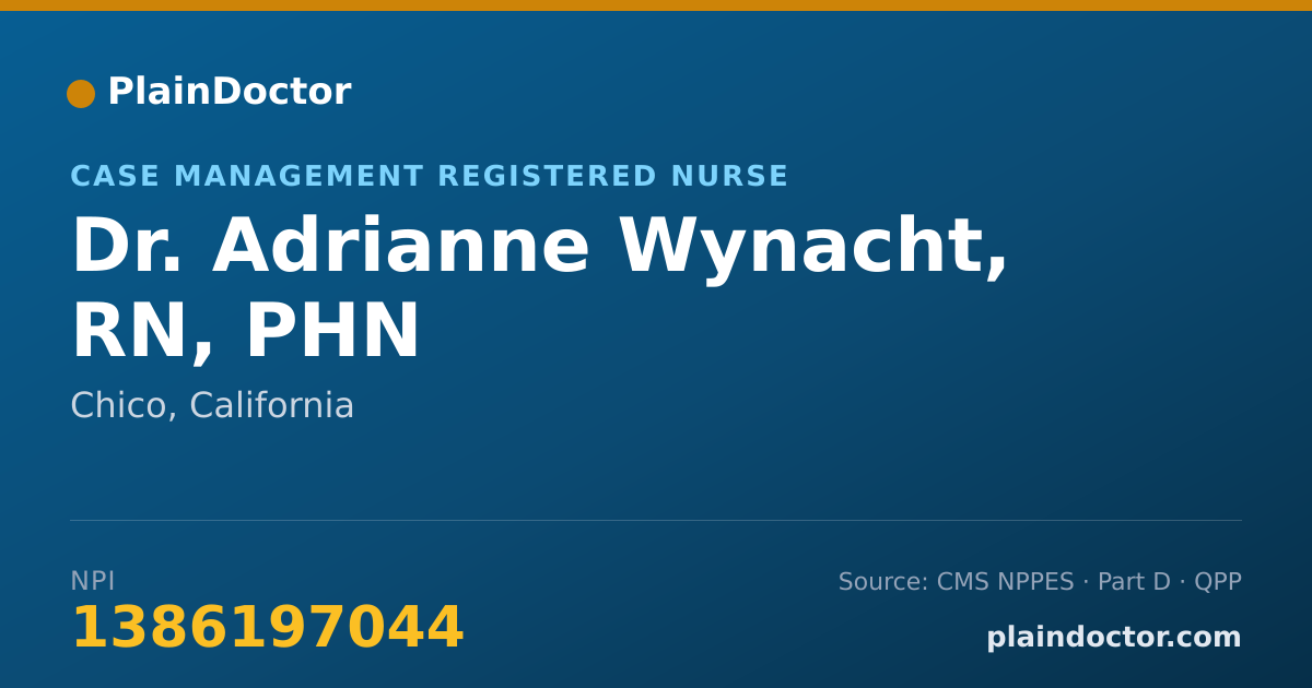 Shareable card for Adrianne Wynacht, RN, PHN - Case Management Registered Nurse, Chico, CA