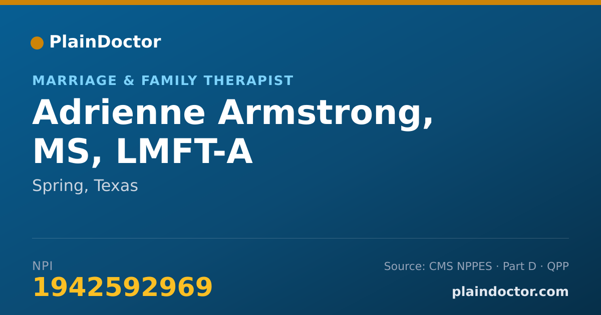 Shareable card for Adrienne Armstrong, MS, LMFT-A - Marriage & Family Therapist, Spring, TX
