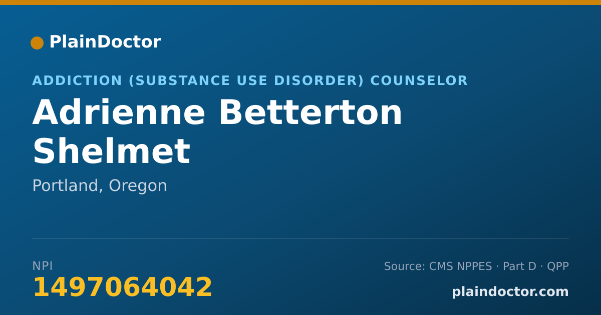 Shareable card for Adrienne Betterton Shelmet - Addiction (Substance Use Disorder) Counselor, Portland, OR