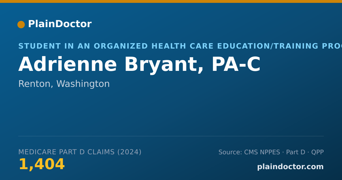 Shareable card for Adrienne Bryant, PA-C - Student in an Organized Health Care Education/Training Program, Renton, WA