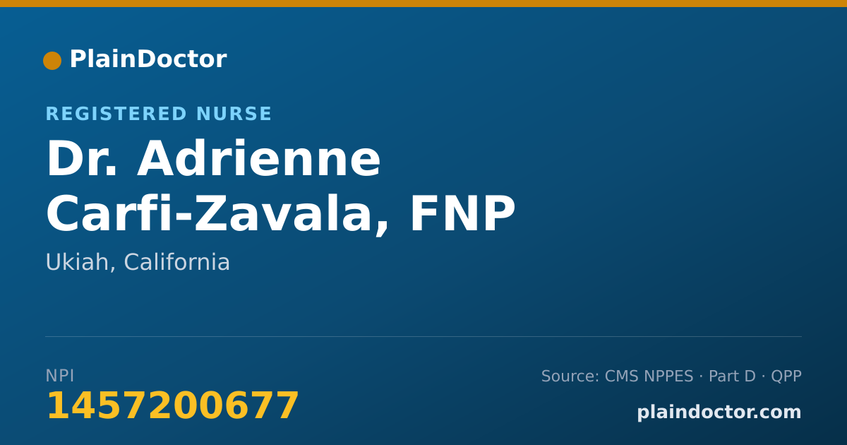 Shareable card for Adrienne Carfi-Zavala, FNP - Registered Nurse, Ukiah, CA
