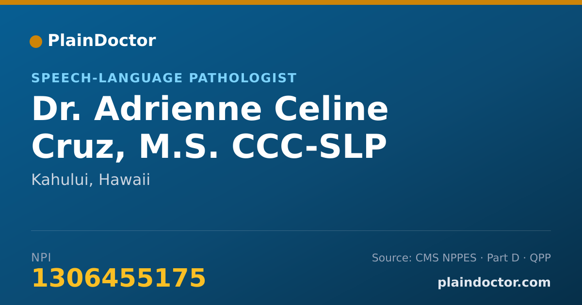 Shareable card for Adrienne Celine Cruz, M.S. CCC-SLP - Speech-Language Pathologist, Kahului, HI