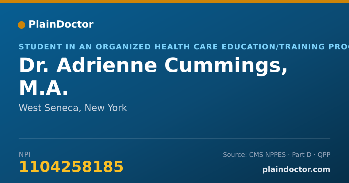 Shareable card for Adrienne Cummings, M.A. - Student in an Organized Health Care Education/Training Program, West Seneca, NY