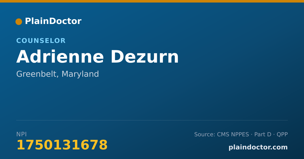 Shareable card for Adrienne Dezurn - Counselor, Greenbelt, MD