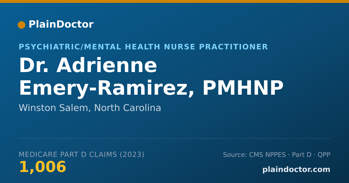 Shareable card for Adrienne Emery-Ramirez, PMHNP - Psychiatric/Mental Health Nurse Practitioner, Winston Salem, NC