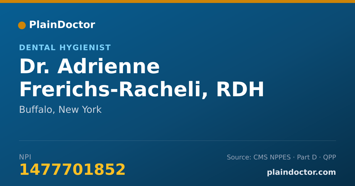 Shareable card for Adrienne Frerichs-Racheli, RDH - Dental Hygienist, Buffalo, NY