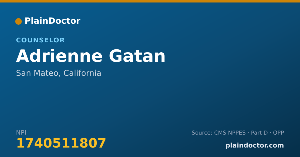 Shareable card for Adrienne Gatan - Counselor, San Mateo, CA