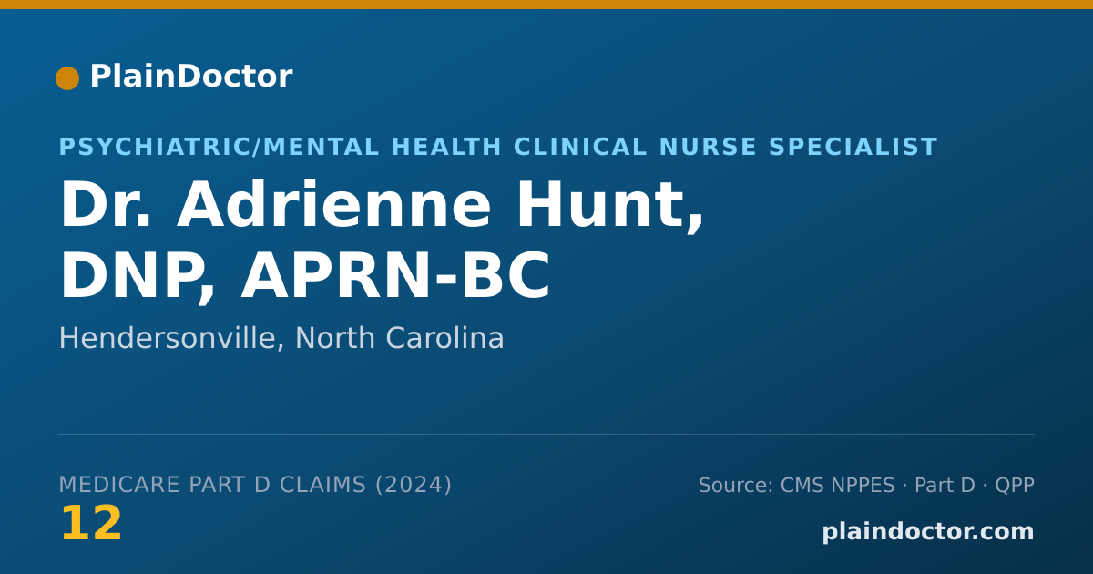 Shareable card for Adrienne Hunt, DNP, APRN-BC - Psychiatric/Mental Health Clinical Nurse Specialist, Hendersonville, NC