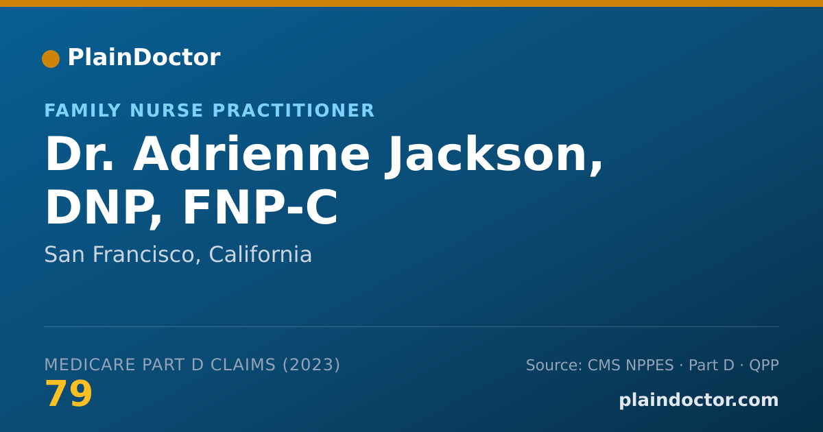 Shareable card for Adrienne Jackson, DNP, FNP-C - Family Nurse Practitioner, San Francisco, CA