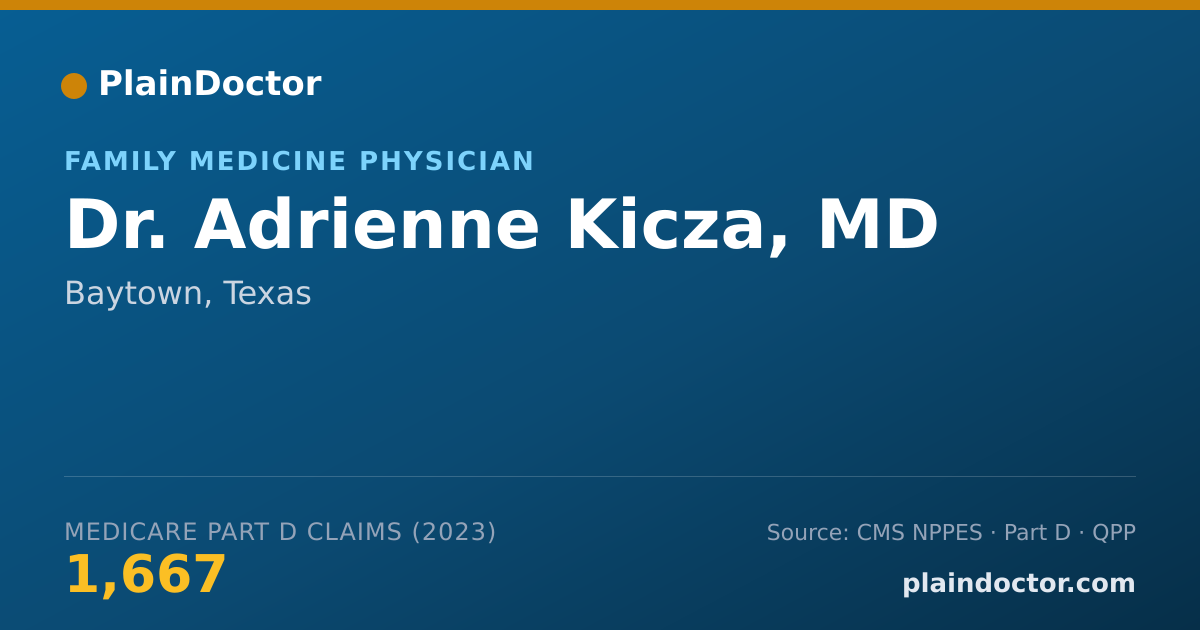 Shareable card for Adrienne Kicza, MD - Family Medicine Physician, Baytown, TX