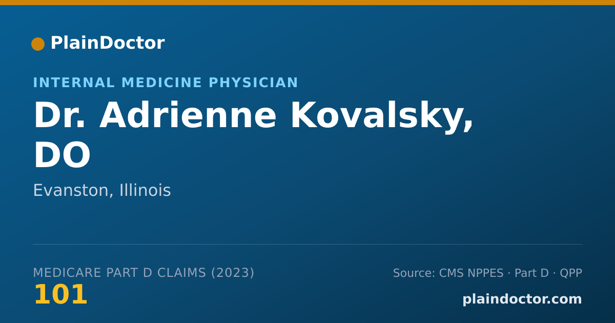 Shareable card for Adrienne Kovalsky, DO - Internal Medicine Physician, Evanston, IL
