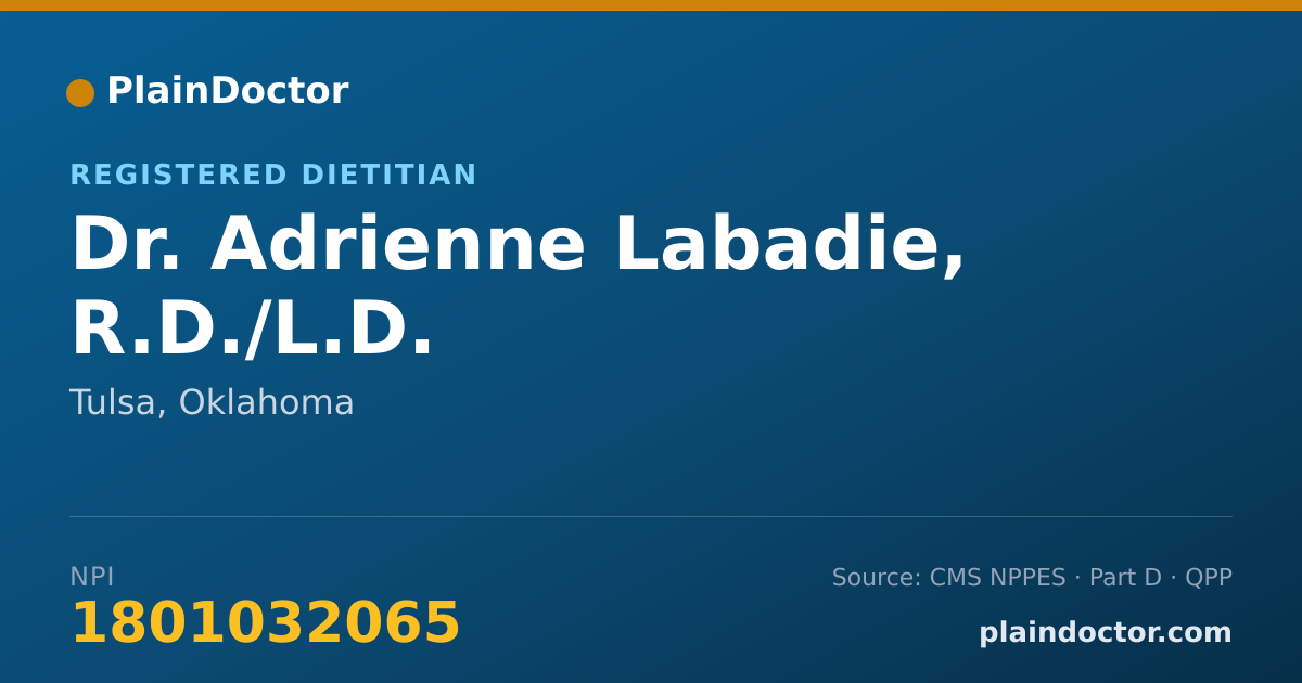Shareable card for Adrienne Labadie, R.D./L.D. - Registered Dietitian, Tulsa, OK