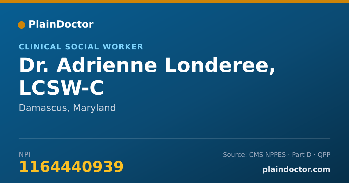 Shareable card for Adrienne Londeree, LCSW-C - Clinical Social Worker, Damascus, MD