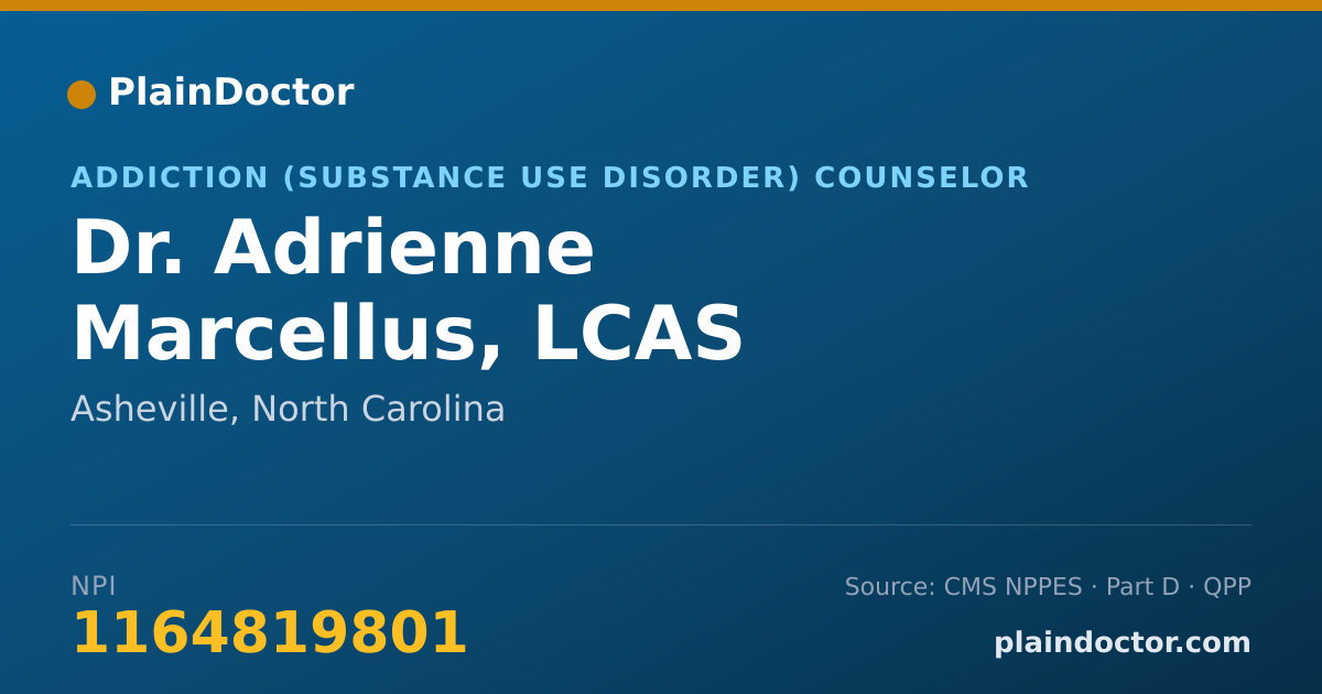 Shareable card for Adrienne Marcellus, LCAS - Addiction (Substance Use Disorder) Counselor, Asheville, NC