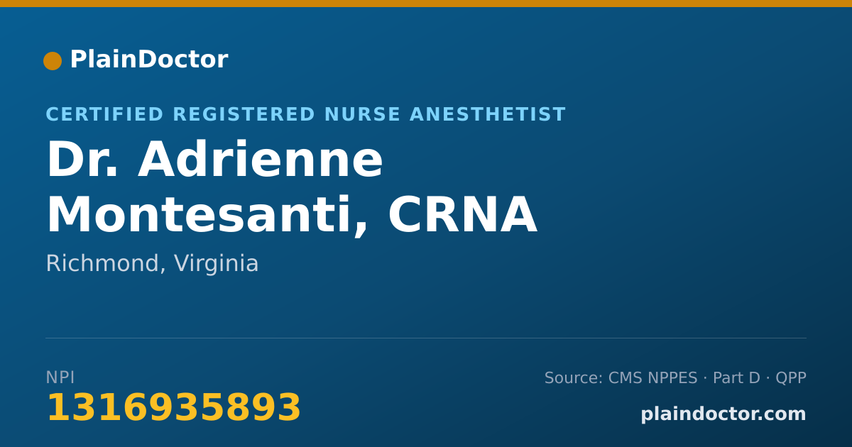 Shareable card for Adrienne Montesanti, CRNA - Certified Registered Nurse Anesthetist, Richmond, VA