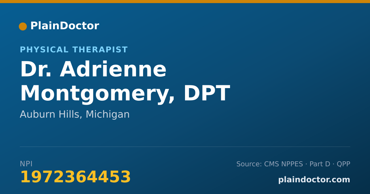 Shareable card for Adrienne Montgomery, DPT - Physical Therapist, Auburn Hills, MI