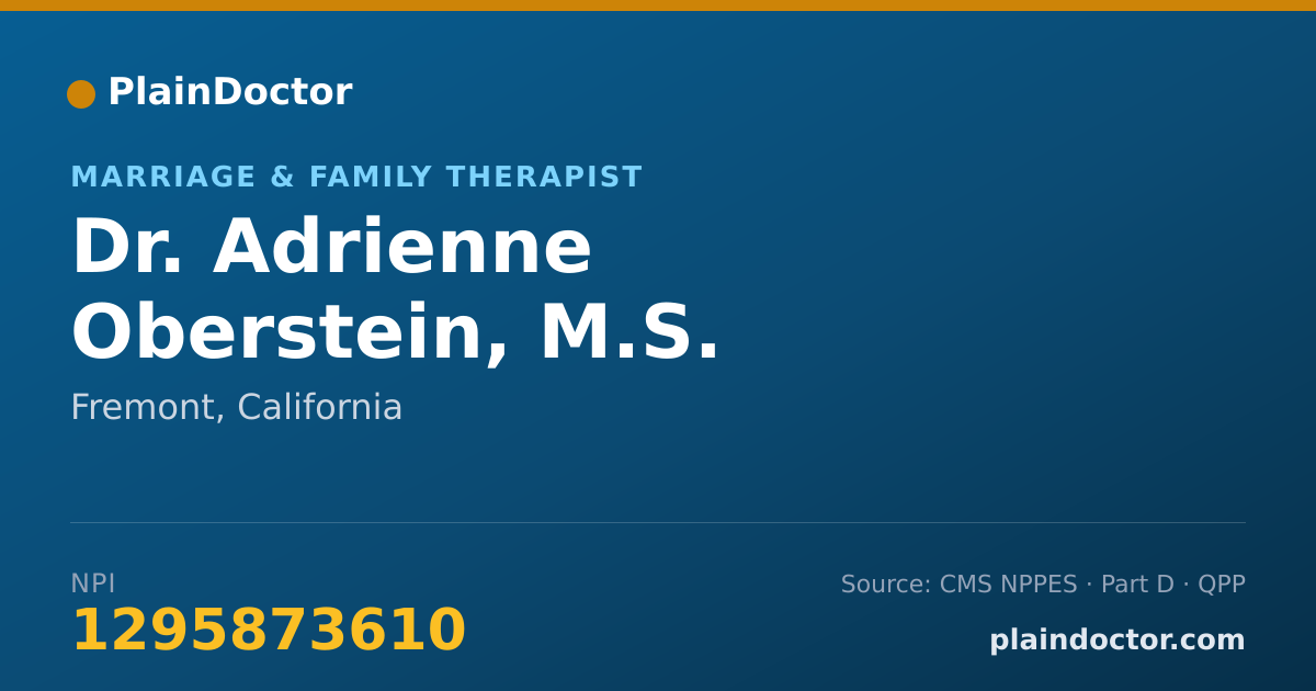 Shareable card for Adrienne Oberstein, M.S. - Marriage & Family Therapist, Fremont, CA