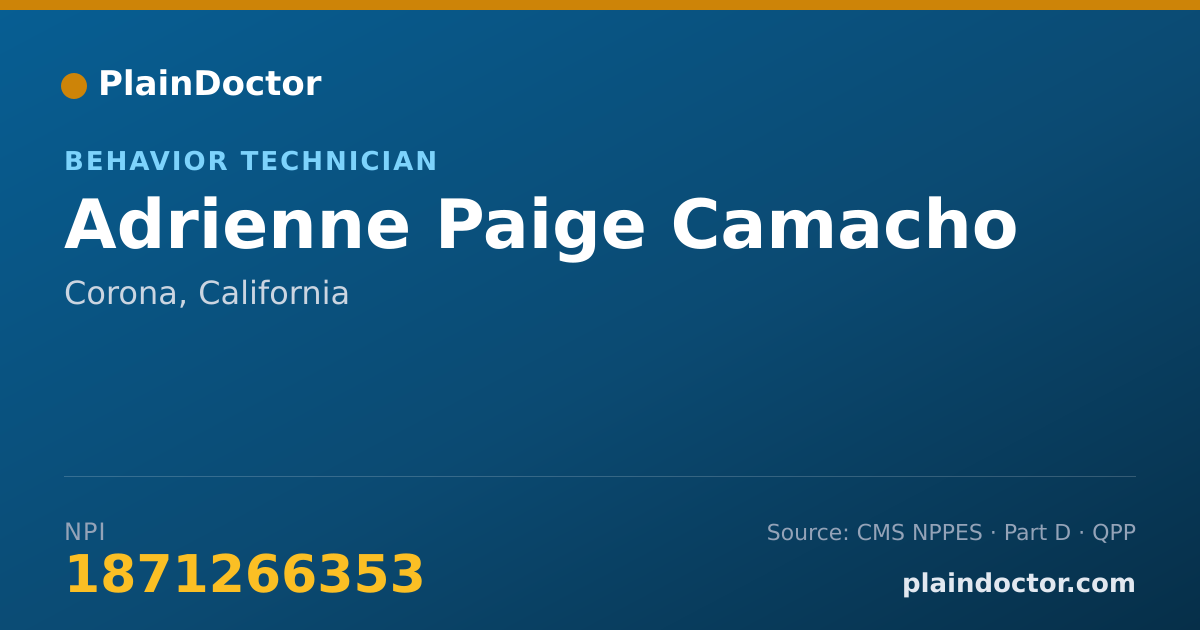 Shareable card for Adrienne Paige Camacho - Behavior Technician, Corona, CA
