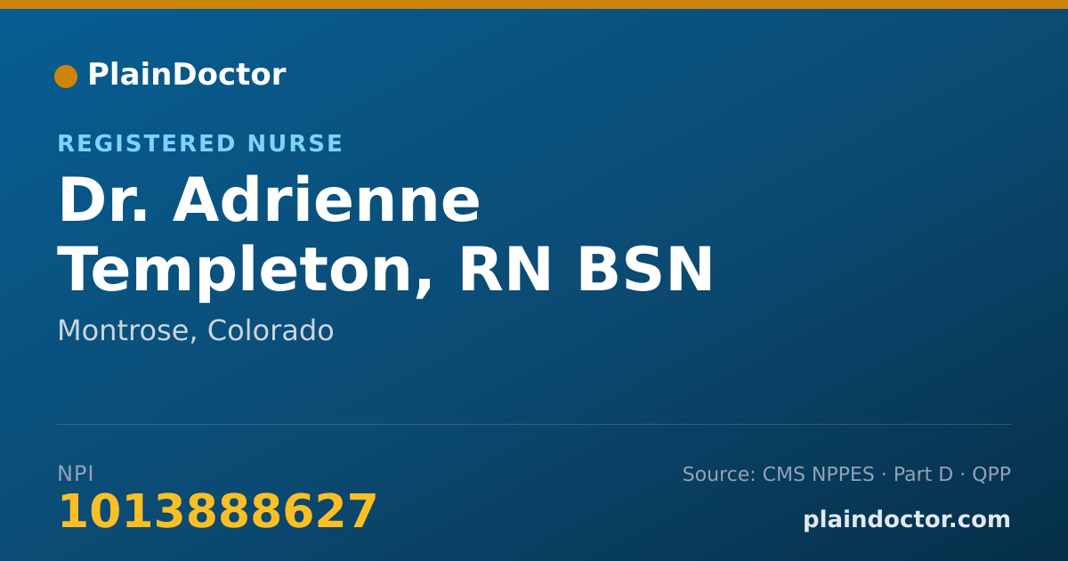 Shareable card for Adrienne Templeton, RN BSN - Registered Nurse, Montrose, CO