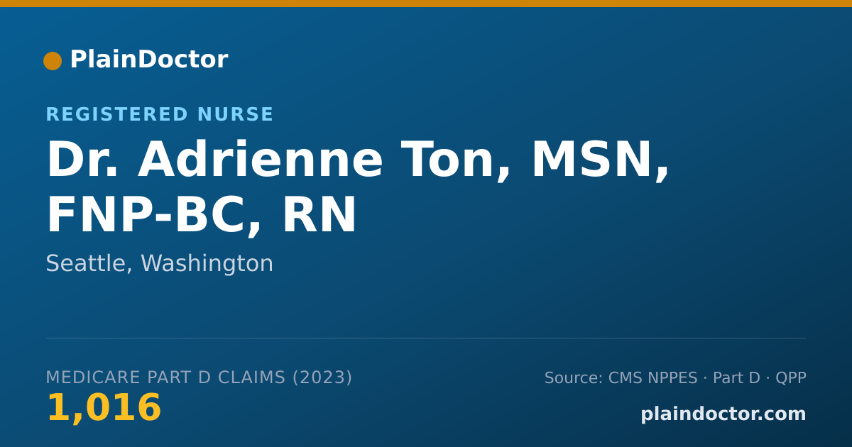 Shareable card for Adrienne Ton, MSN, FNP-BC, RN - Registered Nurse, Seattle, WA