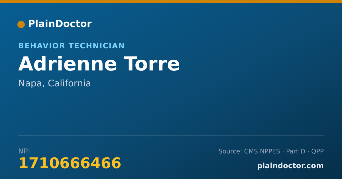 Shareable card for Adrienne Torre - Behavior Technician, Napa, CA