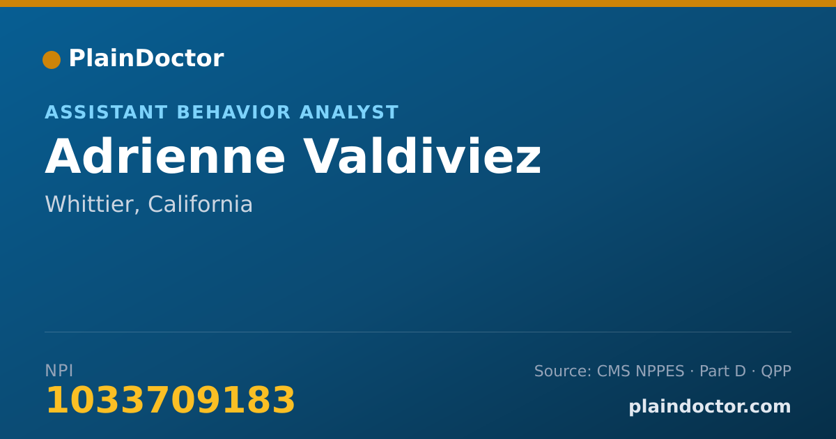 Shareable card for Adrienne Valdiviez - Assistant Behavior Analyst, Whittier, CA