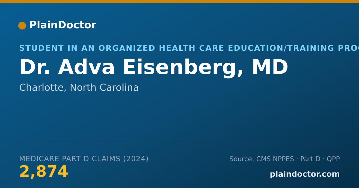 Shareable card for Adva Eisenberg, MD - Student in an Organized Health Care Education/Training Program, Charlotte, NC