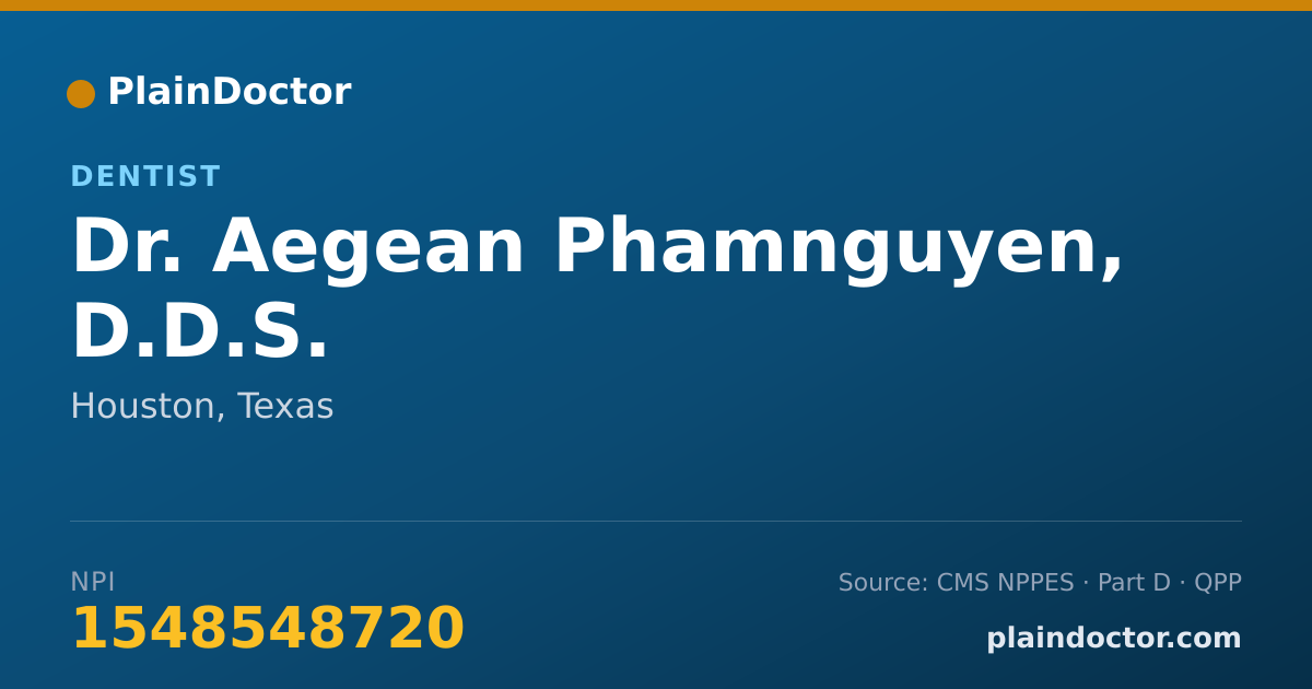 Shareable card for Aegean Phamnguyen, D.D.S. - Dentist, Houston, TX