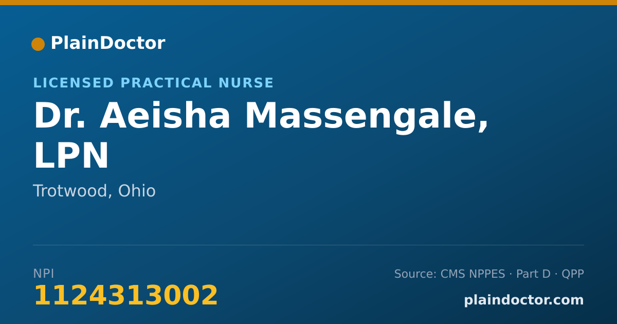 Shareable card for Aeisha Massengale, LPN - Licensed Practical Nurse, Trotwood, OH