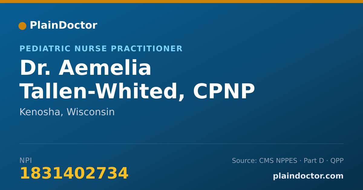 Shareable card for Aemelia Tallen-Whited, CPNP - Pediatric Nurse Practitioner, Kenosha, WI